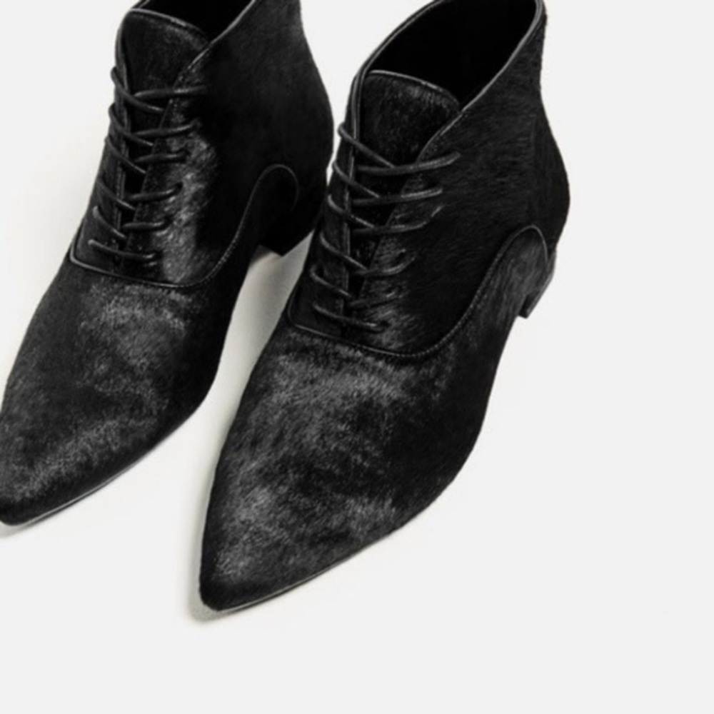 Zara pony hair pointed booties